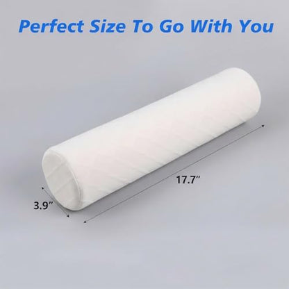 3.9" Small Neck Roll Memory Foam Pillow Cylinder,Detachable Cover - color: White, size: Medium - 3.9" H