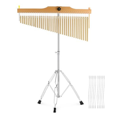 EASTROCK 36 Note Chimes Single-row Bar Chimes Height-Adjustable Stand Gold - color: 36note Gold