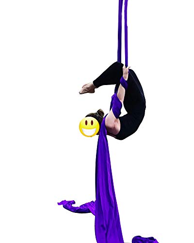 Durable Aerial Silks Starter Kit with 11-Yard Yoga Hammock & Hardware - color: Dark Purple