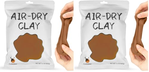 Cutedeer Brown Air Dry Clay, 1.1lb Foam Modeling Clay, Soft Squishy Molding for Kids Adults, Arts & Crafts Project Slime Supplies(1.1lb - 2 Pack, Brown) - color: Brown, size: 1.1lb - 2 PACK