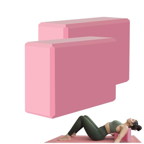 Yoga Block - Supportive Latex-Free Eva Foam - Soft Non-Slip Surface with Beveled Edges for Yoga, Pilates, Meditation - Yoga Accessories for Stability, Balance, Deepen Stretches - color: Pink-2 Pack