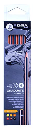 Lyra Graduate Graphite Drawing Pencils, Soft Grade Leads, Set of 6 - size: 1 Count (Pack of 6)