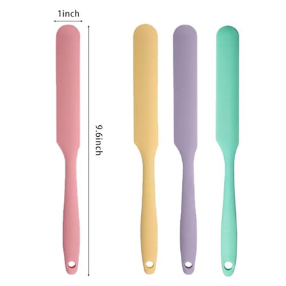 4 Pcs Silicone Jar Spatula Long Handle Kitchen Spatulas for Mixing, Scraping, and Spreading,Ideal for Jars, Baking, Cake Icing, Cream, Butter, and Batter Kitchen Tool (Purple, Pink, Green, Yellow) - color: Purple, Pink, Green, Yellow