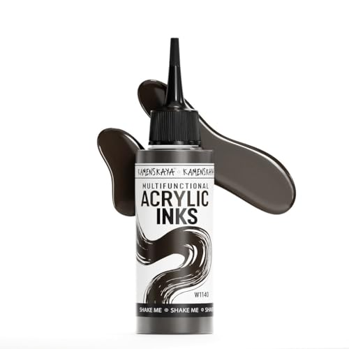 Acrylic Inks for Artists - Dark Brown Acrylic Ink, 3.38 Fl Oz (100 ml) | Highly Concentrated, Multifunctional Liquid Acrylic Paint - color: Dark Brown