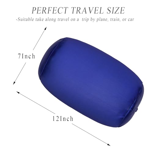 Microbead Bolster Tube Pillows with Double Cover, Squish Bean Bed Microbead Pillow Soft Neck Back Lumbar Support Smooth Cool Touch Comfortable Fabric (Blue) - color: Blue