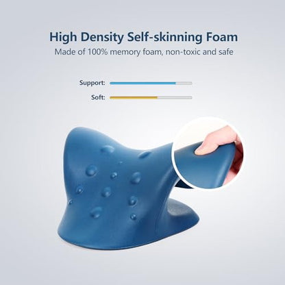 Cozyhealth Neck Stretcher for Neck Pain Relief, Neck and Shoulder Relaxer Cervical Traction Device Pillow for TMJ Pain Relief and Muscle Relax, Cervical Spine Alignment Chiropractic Pillow (Dark Blue) - color: Dark Blue