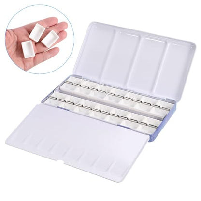 PATIKIL Empty Watercolor Palette, Metal Watercolor Tin with 28pcs Full Pans Paint Case with Lid Paint Box for Travel Gouache Oil Painting, Blue 28 Wells - color: Blue, style: 28 Wells