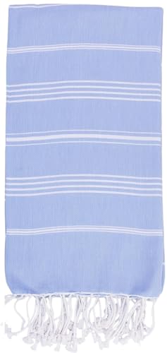 Turkish Towels Cotton Bath Beach Spa Sauna Hammam Yoga Gym Hamam Towel Fouta Peshtemal Pestemal Blanket (Light Blue) - color: White Setdenimblue