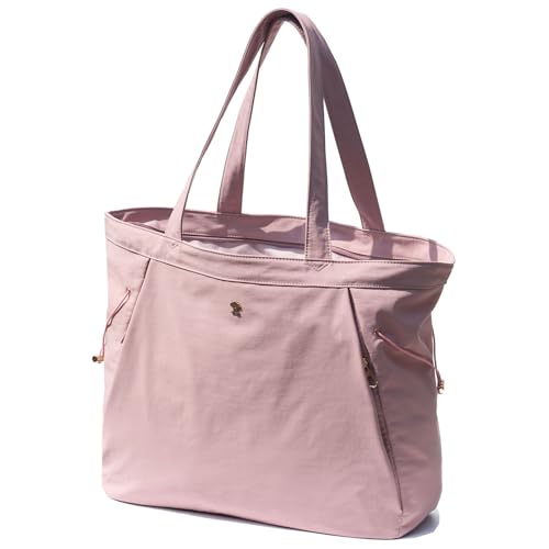 ESVAN Yoga Tote Bag for Women Shoulder Bags Drawstring for Office Workout Travel Carryall Pilates Gym and Beach - color: Pinklish Purple