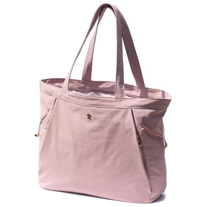 ESVAN Yoga Tote Bag for Women Shoulder Bags Drawstring for Office Workout Travel Carryall Pilates Gym and Beach - color: Pinklish Purple