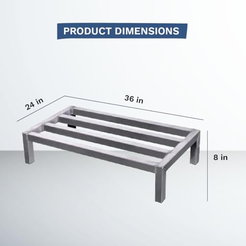 CenPro Commercial NSF Aluminum Dunnage Rack - 1,500 lb. Weight Capacity - 36"x24"x8" (28W-136) - size: 36x24x8"