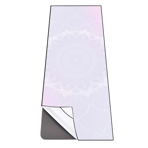 QiyI Hot Yoga Towel with Grip Dots, Non Slip, 70"x26", Purple Mandala - color: Purple Mandala, size: 70"x26"