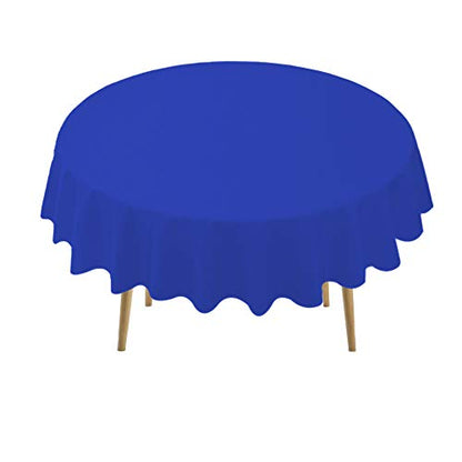 Royal Blue Plastic Tablecloths 2 Pack Disposable Table Covers 84 Inches Circle Shower Party Tablecovers PEVA Vinyl Dark Table Cloths for Parties Birthdays Weddings Banquet's 6 ft Round Table Use - color: A04 Royal Blue