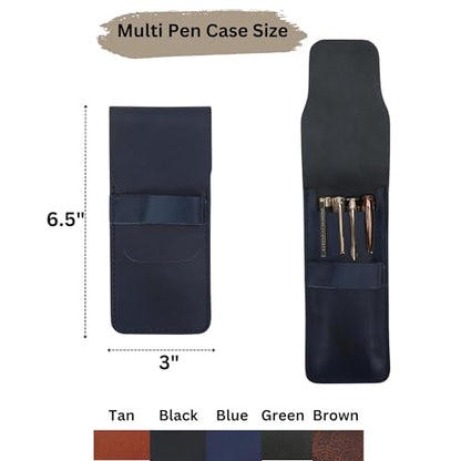 Leather Pen Case - Handmade Full Grain Fountain Pen Organizer - Multi Pen Holder Sleeve Green - color: Green