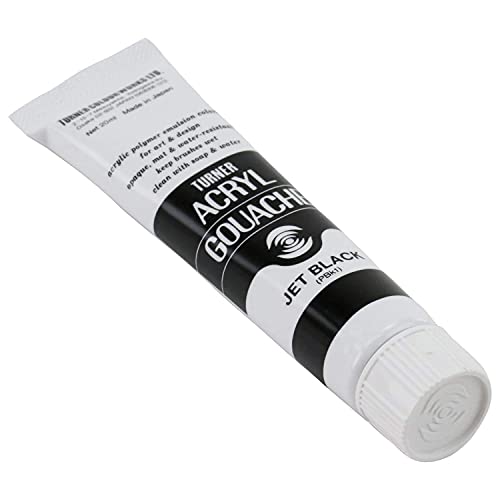 Turner Colour Works Acryl Gouache Artist Acrylic Paint - Single 20 ml Tube - Jet Black - color: Jet Black, size: 0.7 Fl Oz (Pack of 1)
