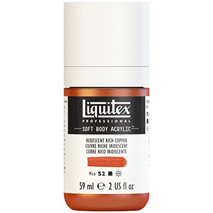 Liquitex Soft Body Acrylic Paint, 2-oz Bottle, Iridescent Rich Copper | Low Viscosity, Highly Pigmented, Satin Finish, Retains Subtle Brush Strokes, Great Surface Coverage, Highly Versatile - color: Iridescent Rich Copper, style: 2-oz Bottle