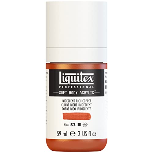 Liquitex Soft Body Acrylic Paint, 2-oz Bottle, Iridescent Rich Copper | Low Viscosity, Highly Pigmented, Satin Finish, Retains Subtle Brush Strokes, Great Surface Coverage, Highly Versatile - color: Iridescent Rich Copper, style: 2-oz Bottle