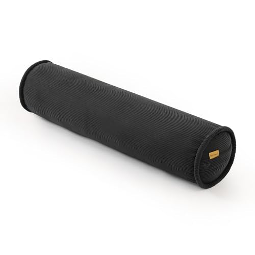Long Round Body Pillow for Adults – Corduroy Cervical Roll Bolster Pillow, Firm Support for Spine Alignment & Side Sleeping,39 x 7.87 Inches,Lamp Black - color: Lamp Black, size: 39"x7.87"