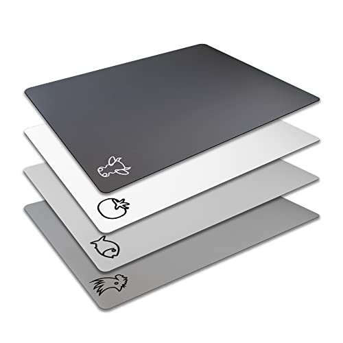 Fotouzy Flexible Plastic Cutting Board Mats with Food Icons, BPA-Free, Non-Porous, 100% Non-slip Back and Dishwasher Safe, Unique Modern Neutral Colors, Set of 4 - color: 4 Gray