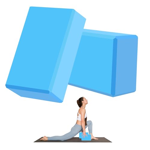 9"x6"x3" Yoga Blocks, Soft Non-Slip Surface Premium Foam Blocks, Supportive, Lightweight, Odor Resistant, Yoga Accessories for Pilates Meditation General Fitness Stretching Toning - color: blue-2 Pack