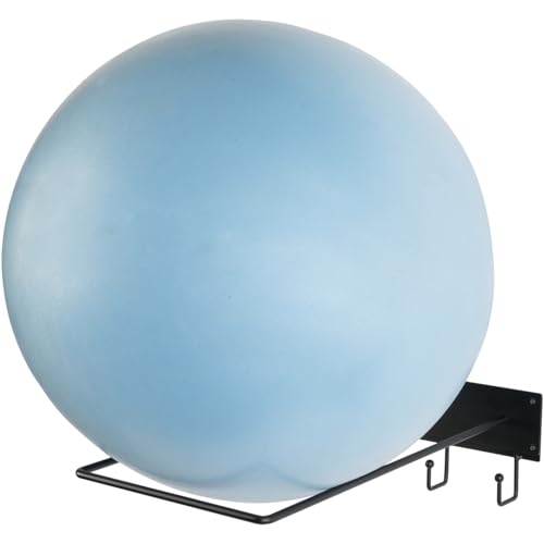 MyGift Industrial Matte Black Metal Wall Mounted Large Stability Ball Holder, Sport Gym Yoga Studio Hanging Storage Rack for Exercise Balls with 4 Accessory Hooks