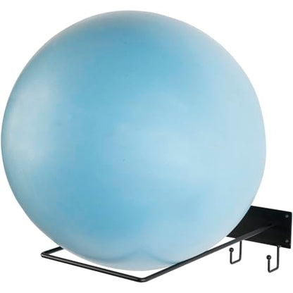 MyGift Industrial Matte Black Metal Wall Mounted Large Stability Ball Holder, Sport Gym Yoga Studio Hanging Storage Rack for Exercise Balls with 4 Accessory Hooks