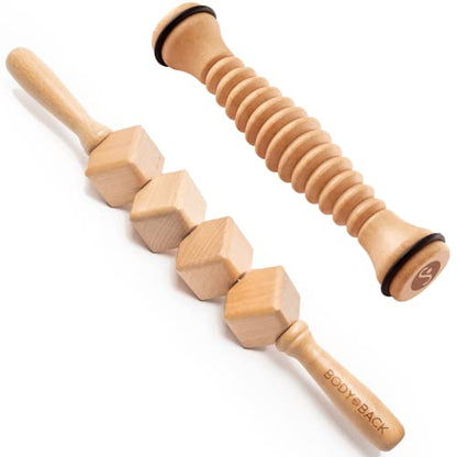 Body Back Foot And Body Roller Bundle, Massage Roller For Plantar Fasciitis | 2 In 1 Massage Tool Bundle, Wooden Cellulite Massager Tool, Full Body Massage Roller For Muscle Recovery & Relaxation Therapy - style: Bundle