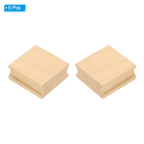 PATIKIL 45x45mm Blank Wood Rubber Stamp Mounts, 5Pcs Wooden Rubber Stamp Handle Hard Wooden Blocks for Making DIY Crafting, Brown - size: 45x45mm