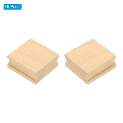 PATIKIL 45x45mm Blank Wood Rubber Stamp Mounts, 5Pcs Wooden Rubber Stamp Handle Hard Wooden Blocks for Making DIY Crafting, Brown - size: 45x45mm