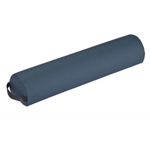EARTHLITE Massage Bolster Pillow 3/4 Round – Durable, Easy to Clean 100% PU Upholstery incl. Strap Handle/Professional Quality CFC-Free/Back Pain Relief, Mystic Blue