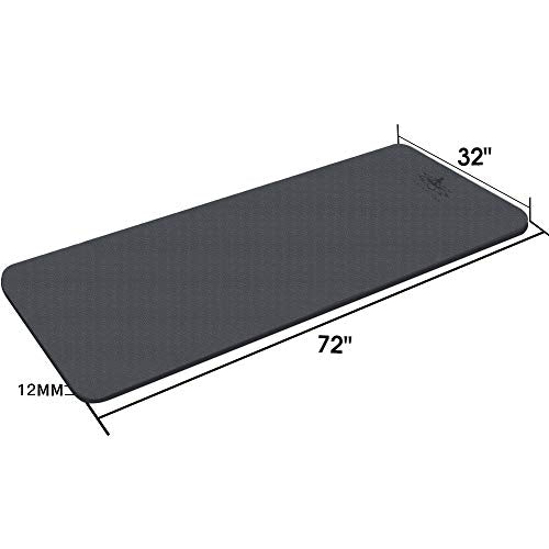 Hatha Yoga Extra Thick TPE Yoga Mat - 72"x 32" Thickness 1/2 Inch -Eco Friendly- With High Density Anti-Tear Exercise Mats For Home Gym Travel & Floor Outside - color: Black