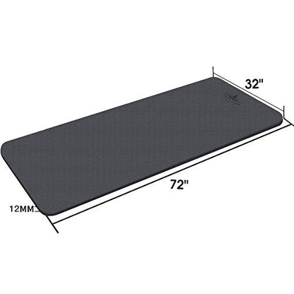 Hatha Yoga Extra Thick TPE Yoga Mat - 72"x 32" Thickness 1/2 Inch -Eco Friendly- With High Density Anti-Tear Exercise Mats For Home Gym Travel & Floor Outside - color: Black