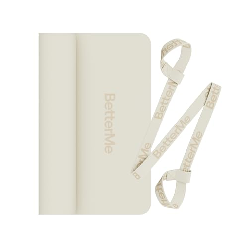 BetterMe Yoga Mat - Non-Slip Exercise Mat for Women - Cushioned Pilates Mat for Home Workouts, Stretching & Hot Yoga - Portable Fitness Mat with Strap - color: Ivory