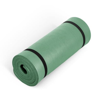 CAP 1" Extra Thick Yoga Mat, Exercise Mat with Strap, Multiple Colors - color: Green