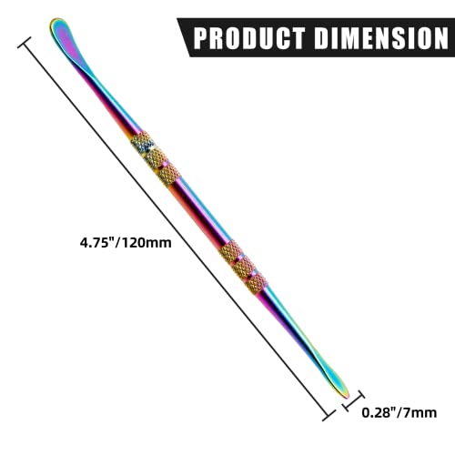 HARSKIYER 12Pcs Rainbow Steel Wax Carving Spoon Tools | Pointed Spoon-Shaped Dual Ends, Knurled Non-Slip Handle For Comfortable Grip, Rust-Proof Steel For Modeling Cutting Shaping - color: Rainbow