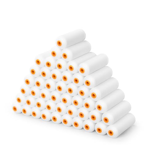 VOOMEY Mini Paint Roller Covers, 4 Inch High Density Foam Roller, 48 Pack | Small Paint Roller, Fits All Flat Surfaces, Including Walls, Cabinets, Furniture, Doors, Tables & DIY Painting Projects - style: 4 inch 48 pack