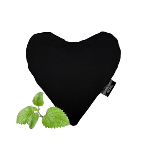 Mother Earth Pillows Small Heart-Shaped Flax Pillow for Natural Pain Relief, Warm or Cold Therapy, Herbal Aromatherapy Pillow (Black - Relieve Herbal Blend) - color: Black - Relieve Herbal Blend