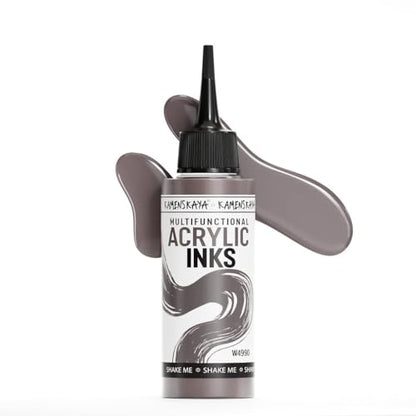 Kamenskaya Acrylic Inks for Artists - 'Mocha' Acrylic Ink, 3.38 Fl Oz (100 ml) | Highly Concentrated, Multifunctional Liquid Acrylic Paint - color: Mocha