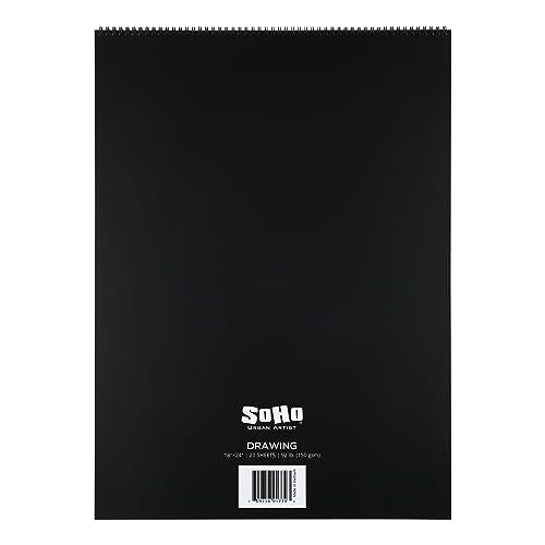 SoHo Urban Artist Softcover Drawing Pad - 18"x24", 12 Pack w/288 Sheets Total - 92 lbs/150gsm, Mixed Media, Dual-Sided, Acid-Free, Wire-Bound, Micro-Perforated, Repeated Erasing & Reworking - size: 18"x24"