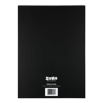 SoHo Urban Artist Softcover Drawing Pad - 18"x24", 12 Pack w/288 Sheets Total - 92 lbs/150gsm, Mixed Media, Dual-Sided, Acid-Free, Wire-Bound, Micro-Perforated, Repeated Erasing & Reworking - size: 18"x24"