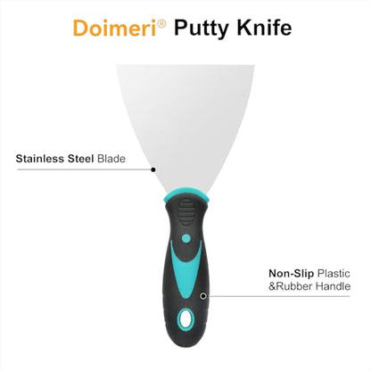 6 Pack Putty Knife, 1” 1.5” 2” 3” 4” 5” Spackle Knives, Premium Stainless Steel Paint Scraper, Perfect Tools for Repairing Drywall, Removing Wallpaper, Applying Mud Plaster
