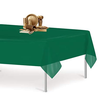 Dark Green 1 Pack Premium Disposable Plastic Tablecloth 54 Inch. x 108 Inch. Rectangle Table Cover - color: Dark Green, size: 1 Pack Rectangle