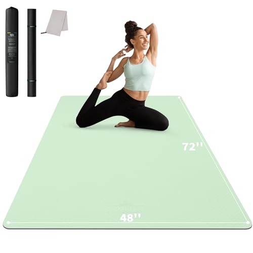 CAMBIVO 72''x48'' Large Yoga Mat, Extra Thick TPE Workout Mat - color: MINT GREEN, size: 6mm