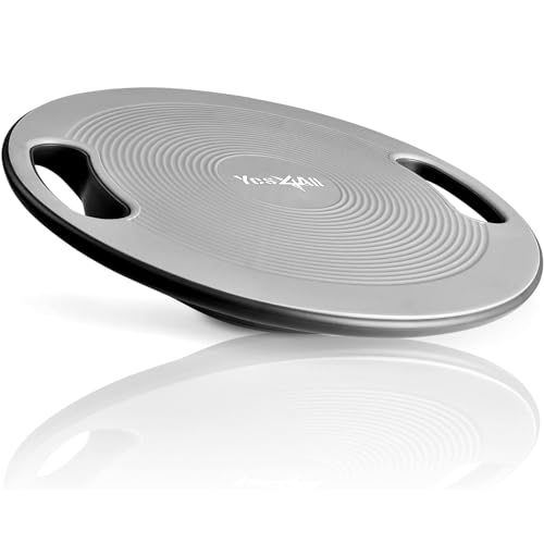 Yes4All Wobble Balance Board, Plastic Stability Trainer with Handles for Standing Desk, Core Training & Home Gym Workout - color: C. Silver