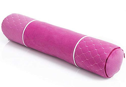 ALIBO Neck Roll Bolster Pillow 18.9" x3.9" Bed Sleeping Pillow Firm cylinderical Pillow with Washable Cover Cervical Pain Relief Head Rest Supports,Non Allergic Tube Pillow - color: Pink