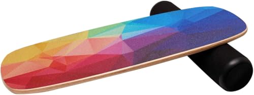 Balance Board Surf Trainer with Adjustable Stoppers - 2 Different Distance Options Balance Board for Surfing, Snowboarding, Skiing, Skateboarding, 300lbs Capacity - color: multicolour