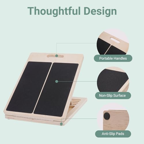 Slant Board for Calf Stretching, Adjustable Wooden Incline Board