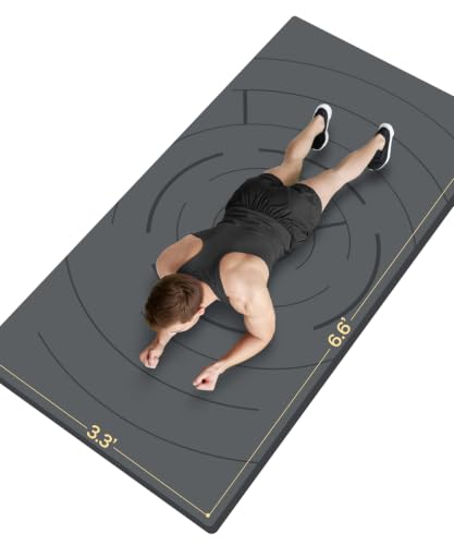 nuveti Large Exercise Mat (6'x 3'), Extra Wide Workout Mat for Men and Women, Yoga Mat Thick 1/4 Exercise Mats Non-Slip, Non-Toxic, Large Fitness Mat Perfect for Barefoot Exercise (Yoga, Pilates, Stretching, Meditation) - color: Grey, size: 78"L x 39"W x
