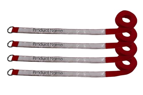 Hullaballoo Roll-Up Inflatable Storage D-Ring Strap | 1" x 13ft | 4-Pack | Red Webbing Straps with Stainless Steel D-Rings for Securing Bounce Houses, Slides, Obstacle Courses & More