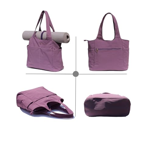 ESVAN Yoga Tote Bag Mat bag Women Shoulder Bags Carryall Tote for Travel Office Workout Gym Nurse Beach - color: Nylon Blue Purple